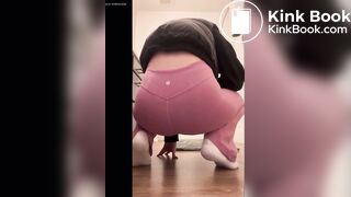Blackras poops her purple lululemon leggings