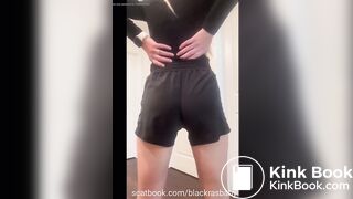 Blackras poops her lululemon shorts