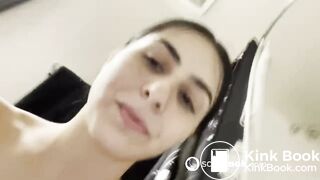 Girls pauses a shower to take a poop