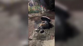 drunk girls shit themselves on street