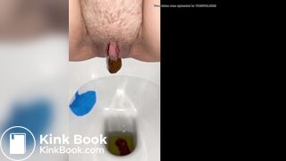 Hot brunette poop in toilet