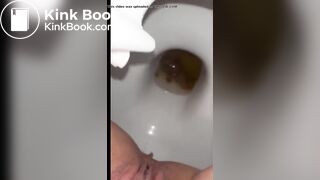 Hot brunette poop in toilet