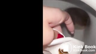 Hot brunette poop in toilet