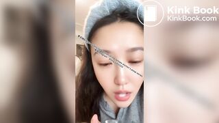 Beautiful girl spits