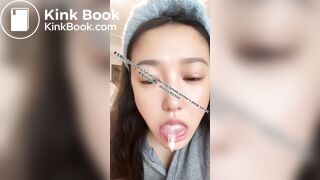 Beautiful girl spits