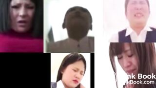 Hard pooping straining faces with sound