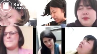 Hard pooping straining faces with sound