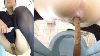 Japanese Hot Lady pooping dormitory toilet