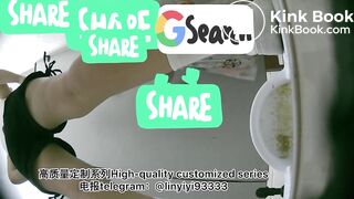 Young mother sprays urine in toilet