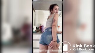 poop in shorts while doing dishes