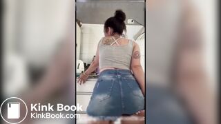 poop in shorts while doing dishes