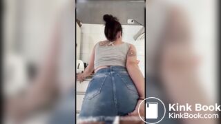 poop in shorts while doing dishes