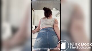 poop in shorts while doing dishes