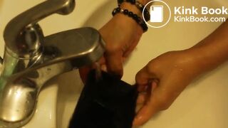 Girl clogged the toilet