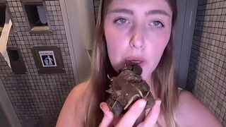 Eating dog shit and shitty dildo