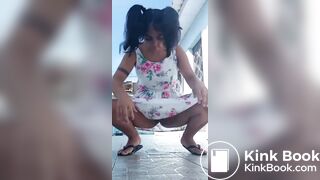 Desi Chubby Girl Pooping on Floor
