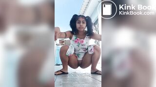 Desi Chubby Girl Pooping on Floor