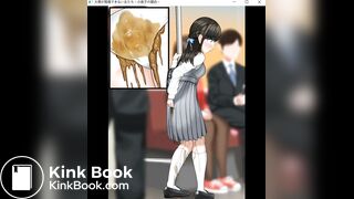 anime girl student diarrhea on the tram background+end1