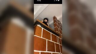 Cute Girl with Headscarf Shits over wall