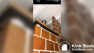 Cute Girl with Headscarf Shits over wall