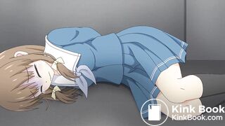 Restrained Girl unable to go to the toilet