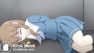 Restrained Girl unable to go to the toilet