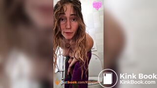 Standing poop and piss on toilet