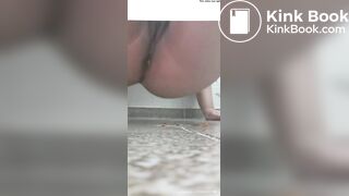 Chubby 19 year old girl shitting on dildo