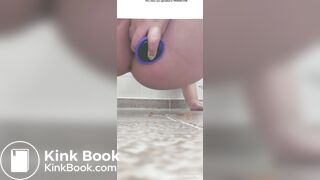 Chubby 19 year old girl shitting on dildo