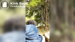 Lovely granny shitting in the river