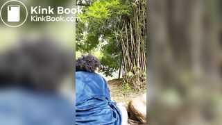 Lovely granny shitting in the river