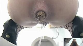 Voyeur Girl Large Poop, Dual Cam, Hard Pushing