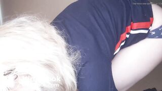 Playing in blue panty mess