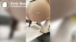 A girl defecated and urinated in a public toilet.