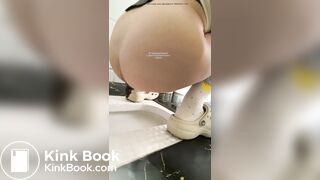 A girl defecated and urinated in a public toilet.