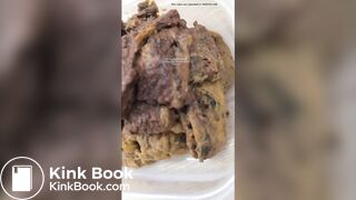 The girl moaned as she defecated.