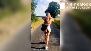 Girl shits jean shorts