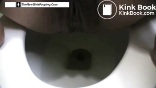 Girl Shitting and farting in the toilet, hard shit