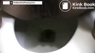 Girl Shitting and farting in the toilet, hard shit