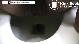 Girl Shitting and farting in the toilet, hard shit