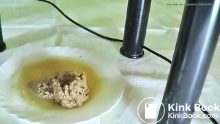 Soft poop from a potty chair very close up