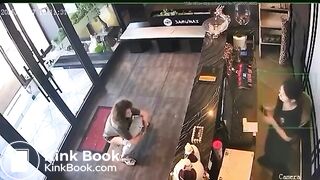 Woman takes a dump in a store