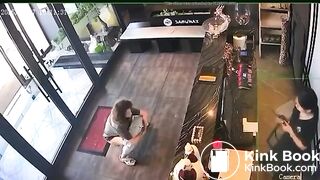 Woman takes a dump in a store