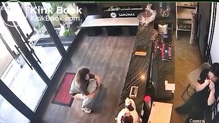 Woman takes a dump in a store