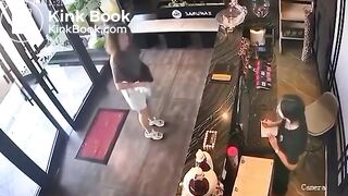 Woman takes a dump in a store