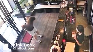 Woman takes a dump in a store