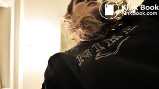 Girl wakes up and has to take a poop