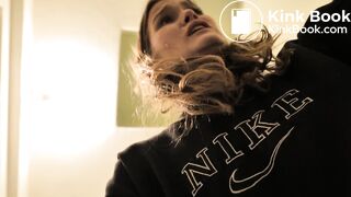 Girl wakes up and has to take a poop