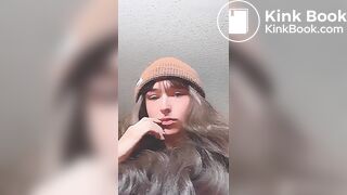 Cute girl eats her own shit