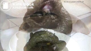 Green poop in plate